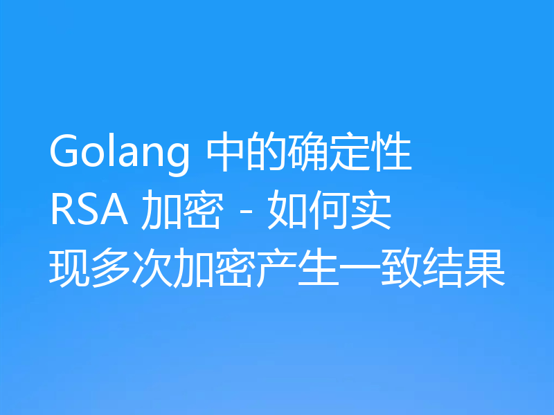 Golang 中的确定性 RSA 加密 - 如何实现多次加密产生一致结果