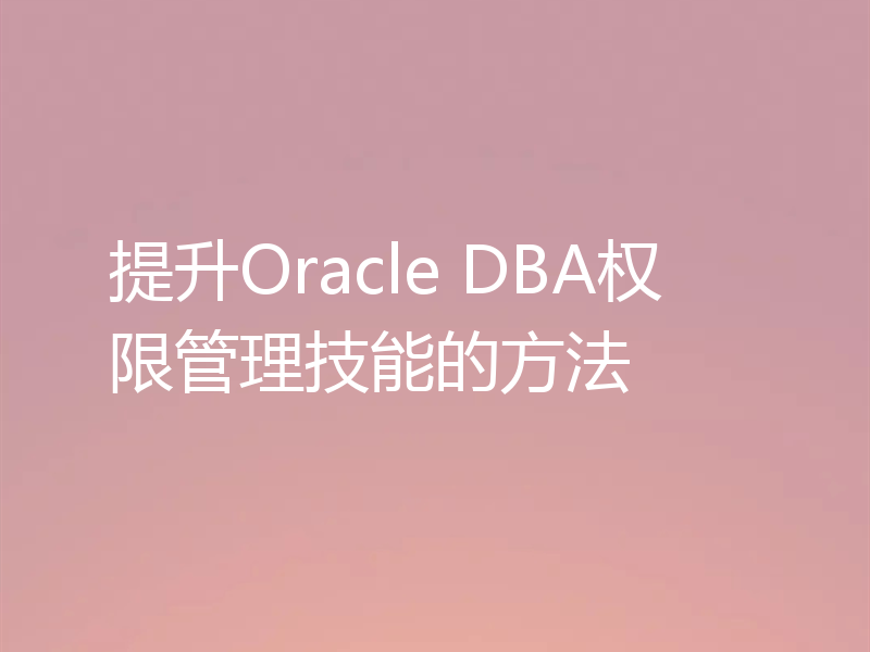 提升Oracle DBA权限管理技能的方法