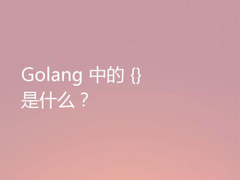 Golang 中的 {} 是什么？