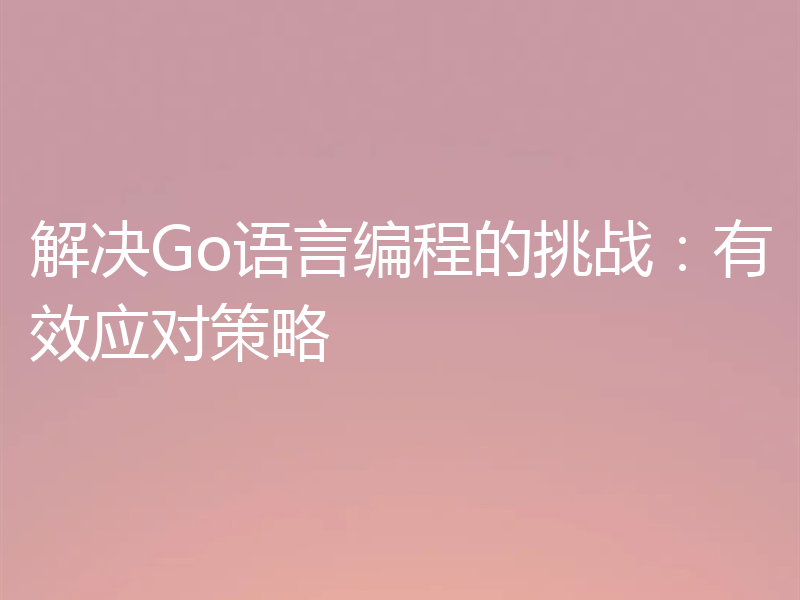 解决Go语言编程的挑战：有效应对策略