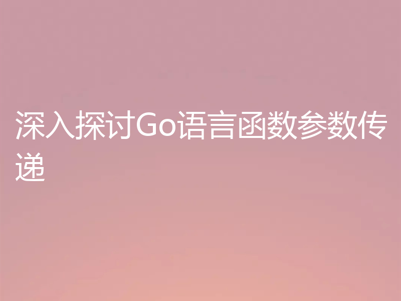 深入探讨Go语言函数参数传递