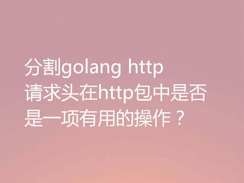 分割golang http请求头在http包中是否是一项有用的操作？
