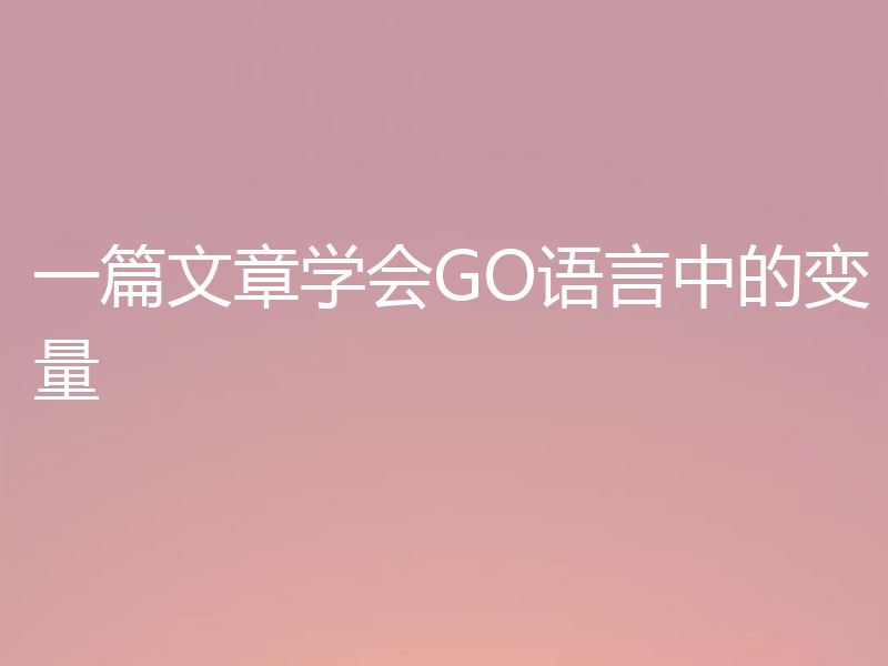 一篇文章学会GO语言中的变量