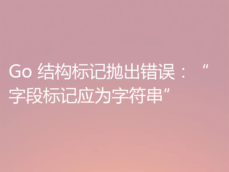 Go 结构标记抛出错误：“字段标记应为字符串”