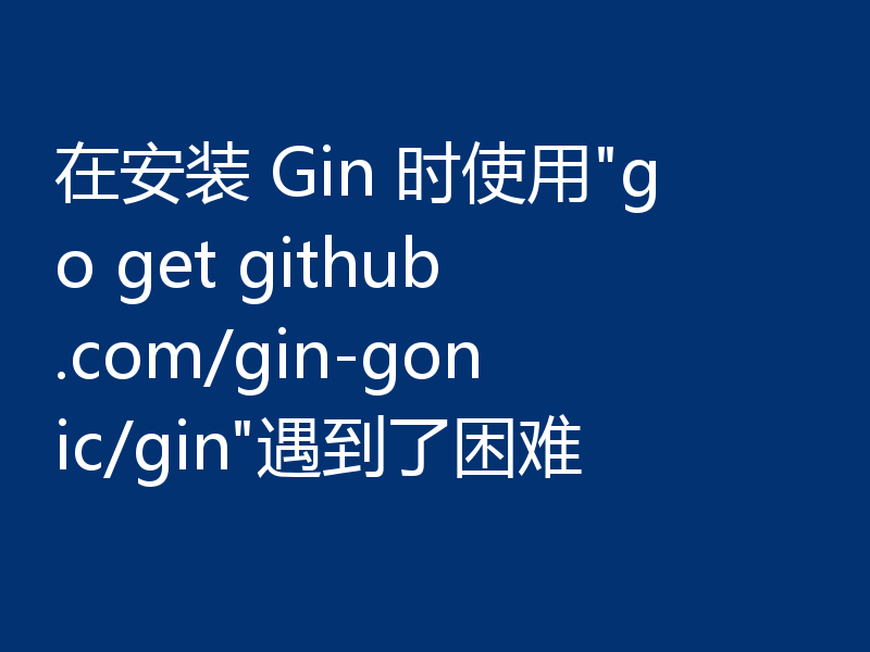 在安装 Gin 时使用