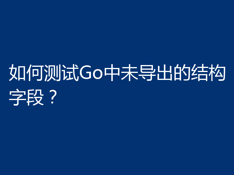 如何测试Go中未导出的结构字段？