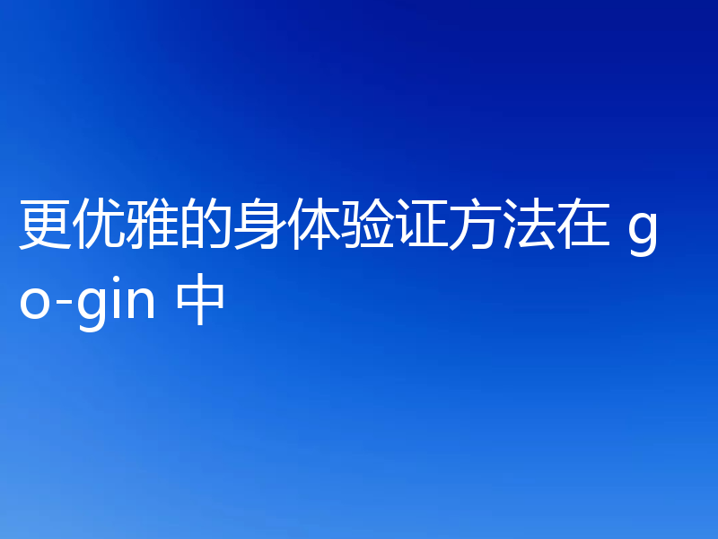 更优雅的身体验证方法在 go-gin 中