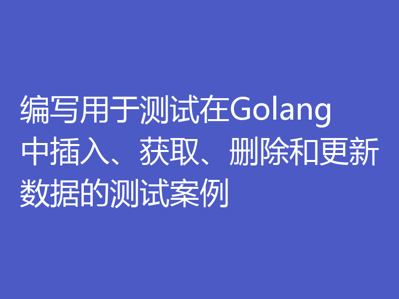 编写用于测试在Golang中插入、获取、删除和更新数据的测试案例