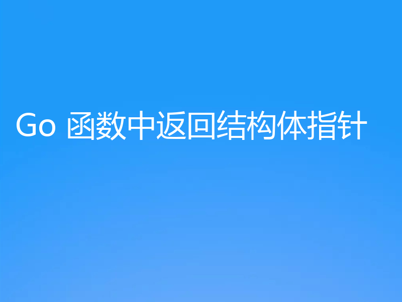 Go 函数中返回结构体指针