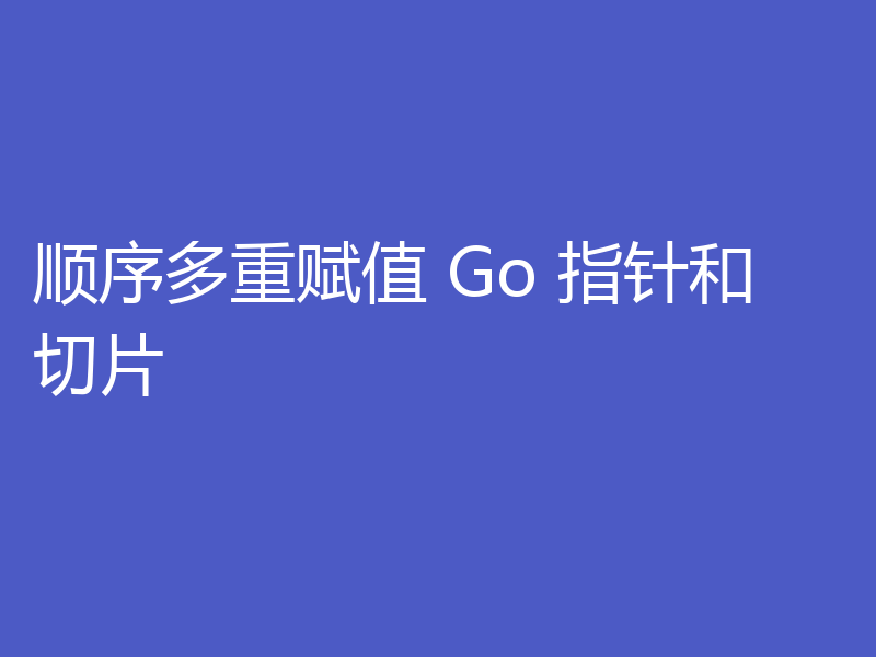 顺序多重赋值 Go 指针和切片