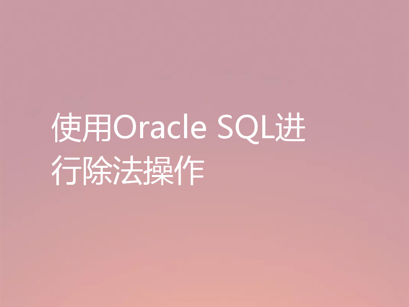 使用Oracle SQL进行除法操作