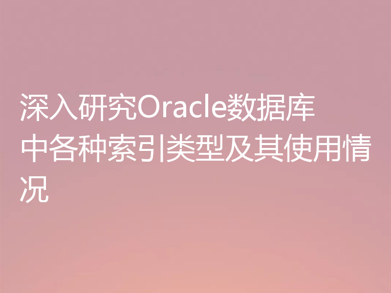 深入研究Oracle数据库中各种索引类型及其使用情况