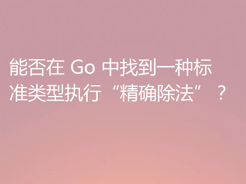 能否在 Go 中找到一种标准类型执行“精确除法”？