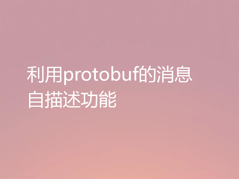 利用protobuf的消息自描述功能