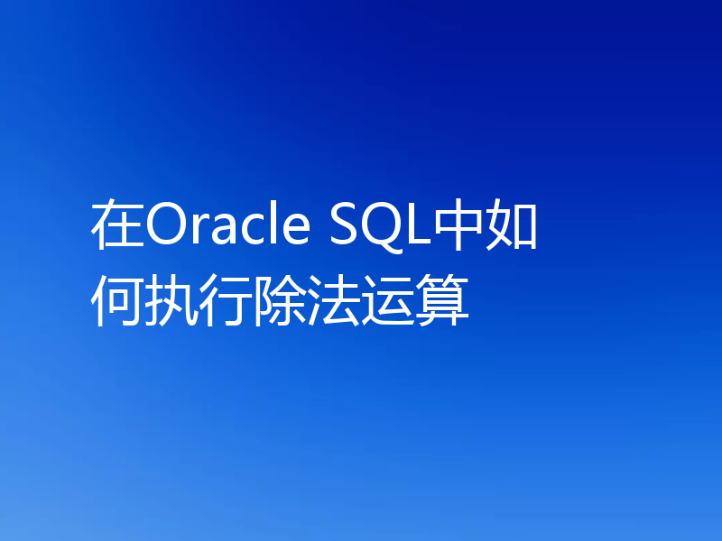在Oracle SQL中如何执行除法运算