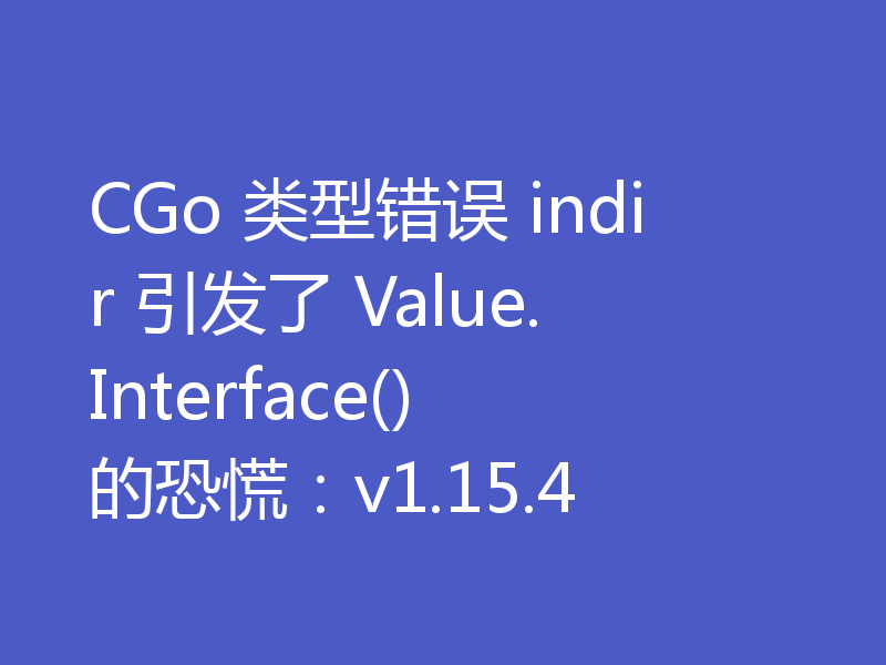 CGo 类型错误 indir 引发了 Value.Interface() 的恐慌：v1.15.4