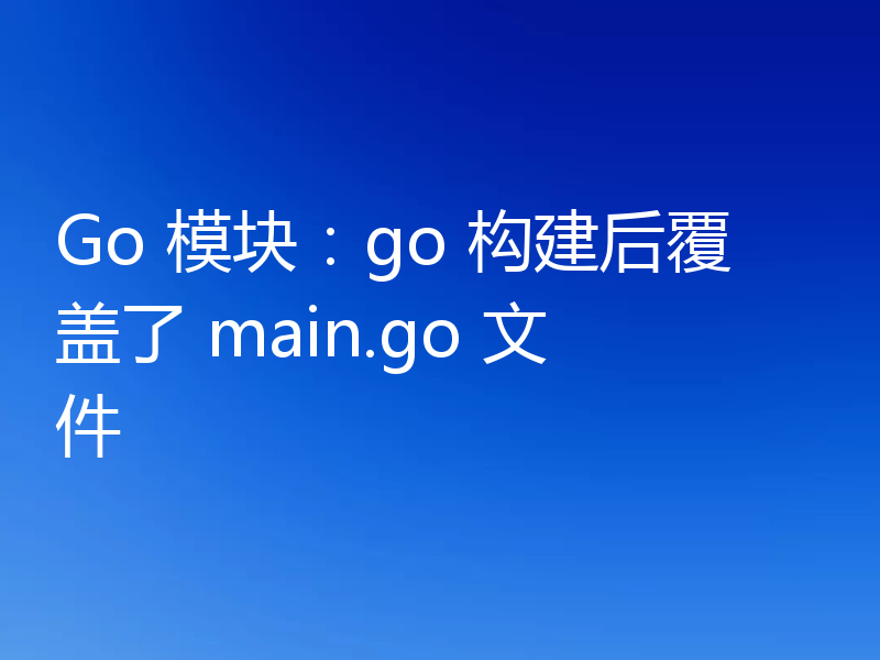 Go 模块：go 构建后覆盖了 main.go 文件
