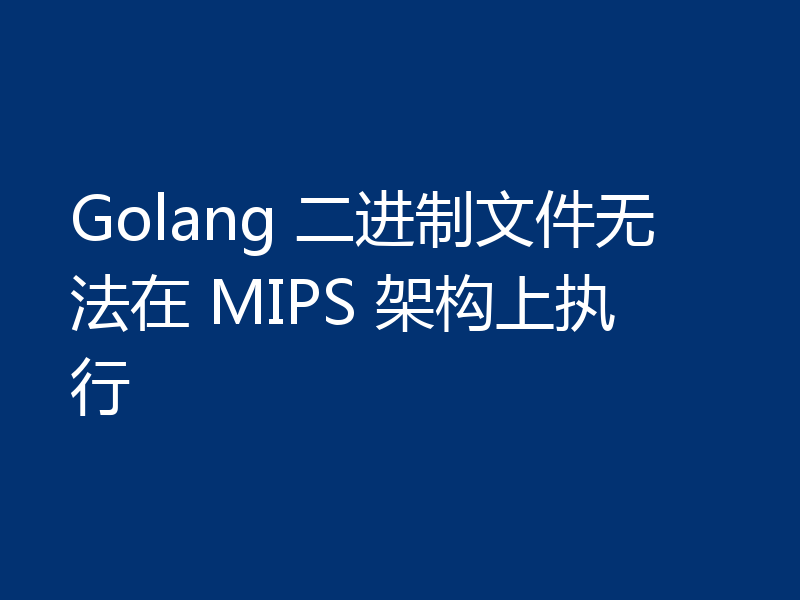 Golang 二进制文件无法在 MIPS 架构上执行