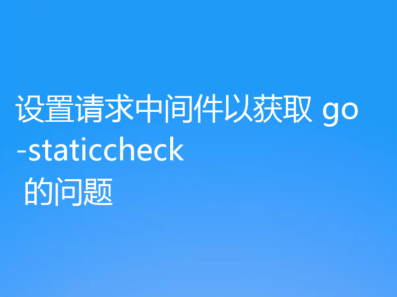 设置请求中间件以获取 go-staticcheck 的问题