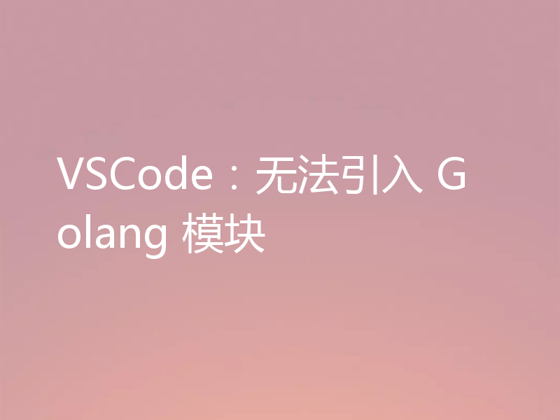VSCode：无法引入 Golang 模块