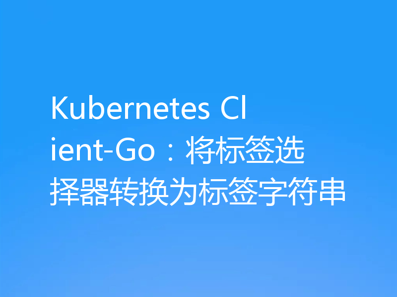 Kubernetes Client-Go：将标签选择器转换为标签字符串