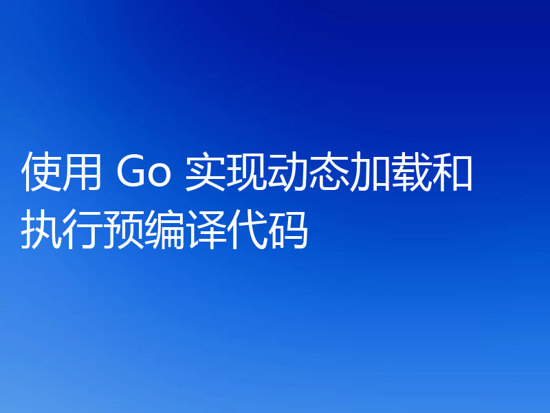 使用 Go 实现动态加载和执行预编译代码