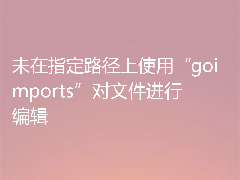 未在指定路径上使用“goimports”对文件进行编辑
