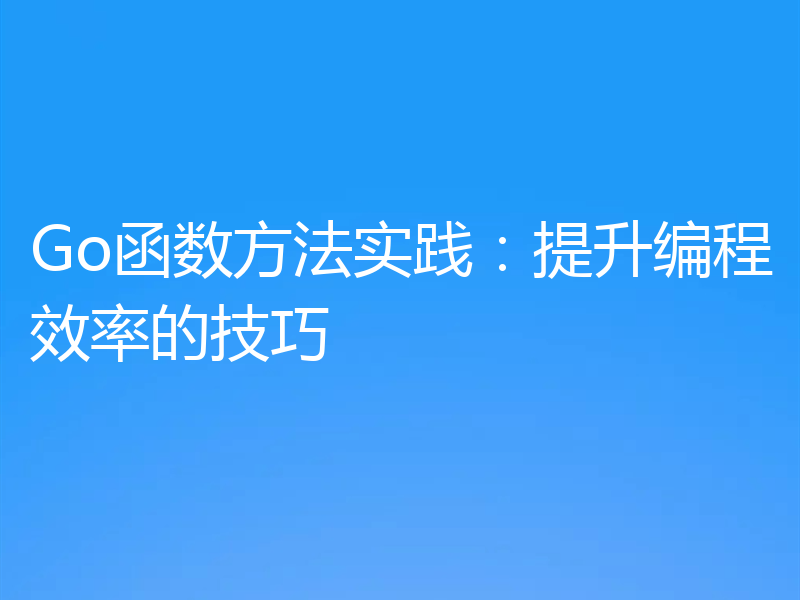 Go函数方法实践：提升编程效率的技巧