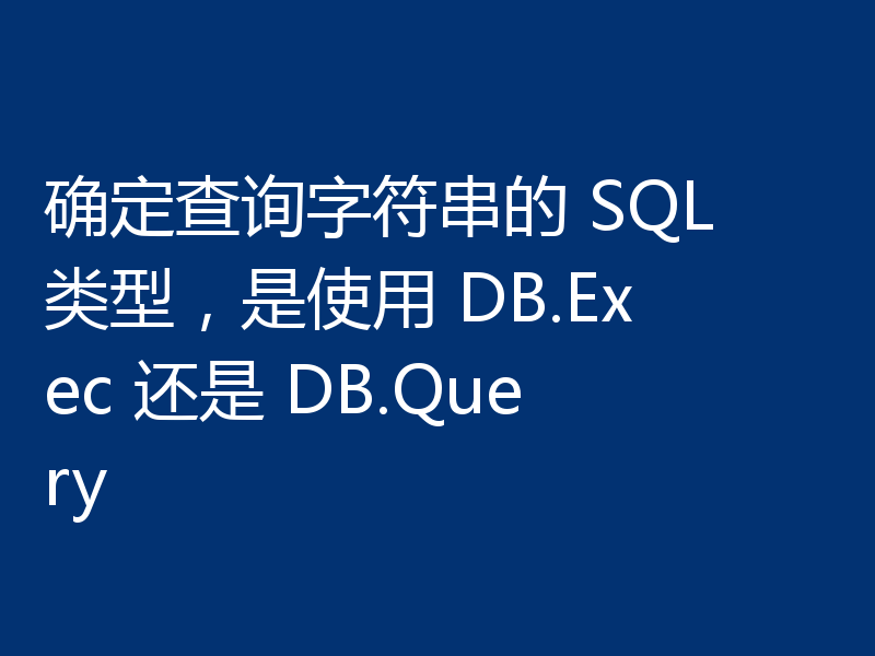 确定查询字符串的 SQL 类型，是使用 DB.Exec 还是 DB.Query
