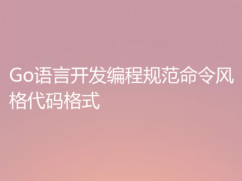 Go语言开发编程规范命令风格代码格式