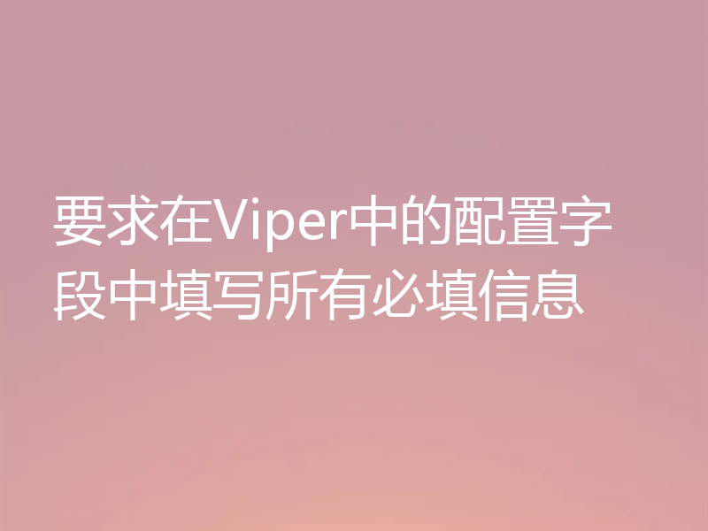要求在Viper中的配置字段中填写所有必填信息
