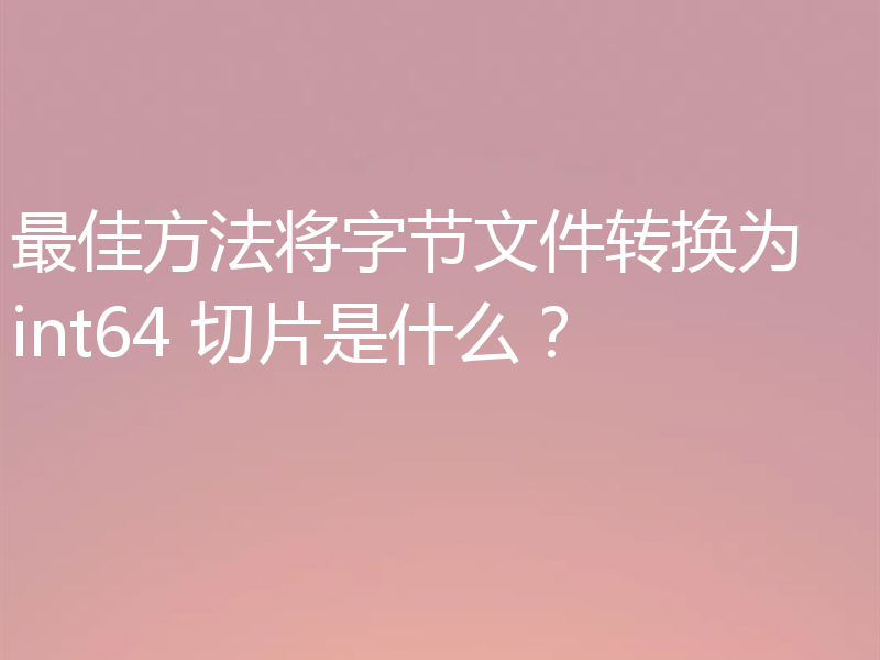 最佳方法将字节文件转换为 int64 切片是什么？