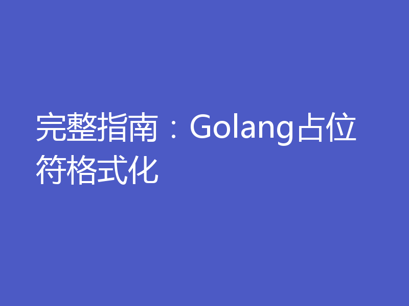 完整指南：Golang占位符格式化