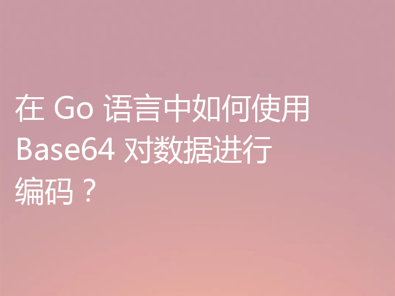 在 Go 语言中如何使用 Base64 对数据进行编码？