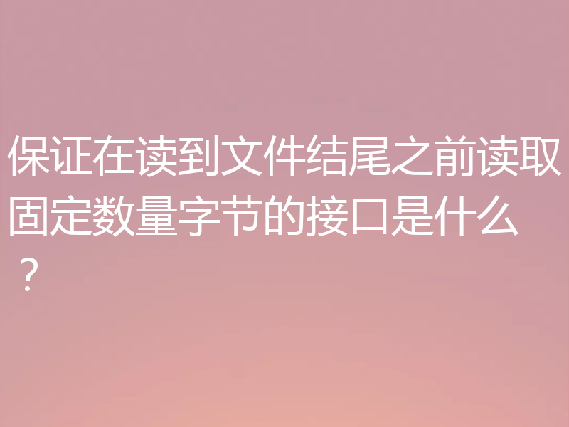 保证在读到文件结尾之前读取固定数量字节的接口是什么？