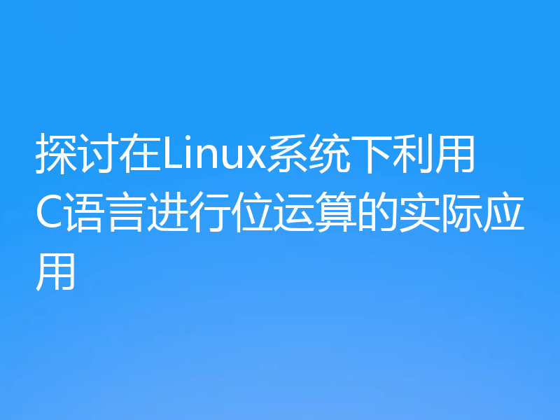 探讨在Linux系统下利用C语言进行位运算的实际应用