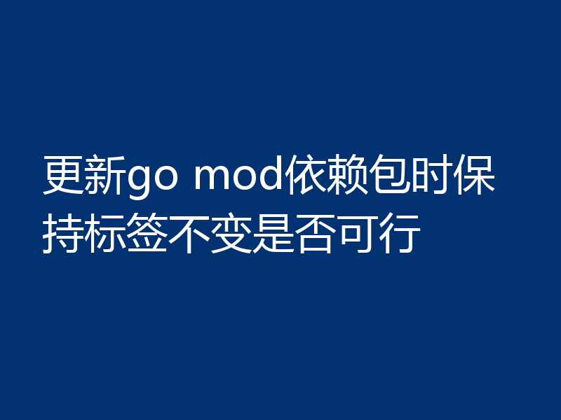 更新go mod依赖包时保持标签不变是否可行