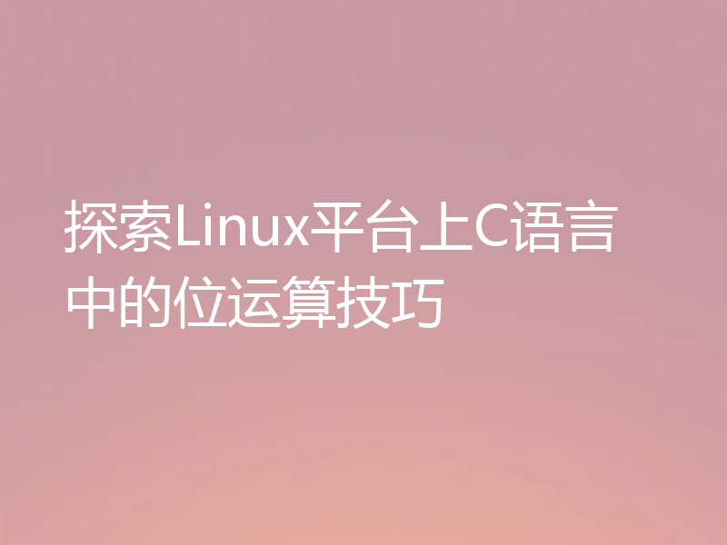 探索Linux平台上C语言中的位运算技巧