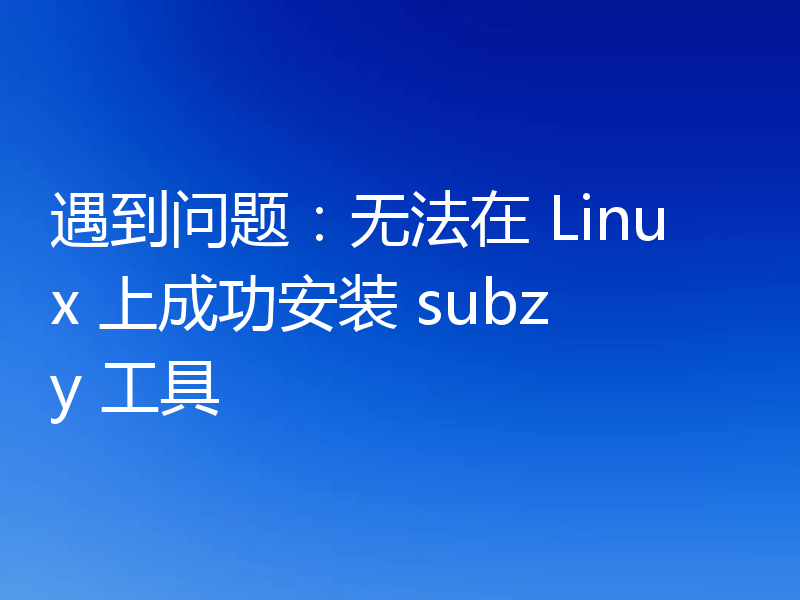 遇到问题：无法在 Linux 上成功安装 subzy 工具