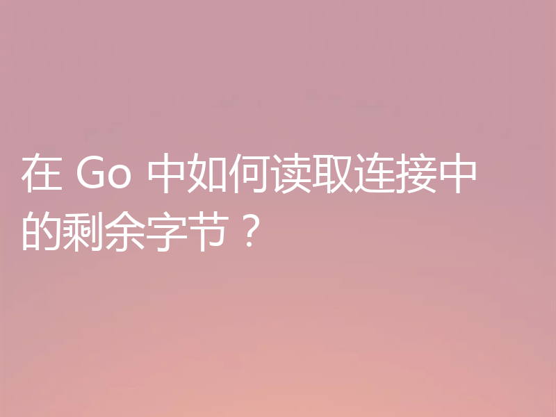 在 Go 中如何读取连接中的剩余字节？