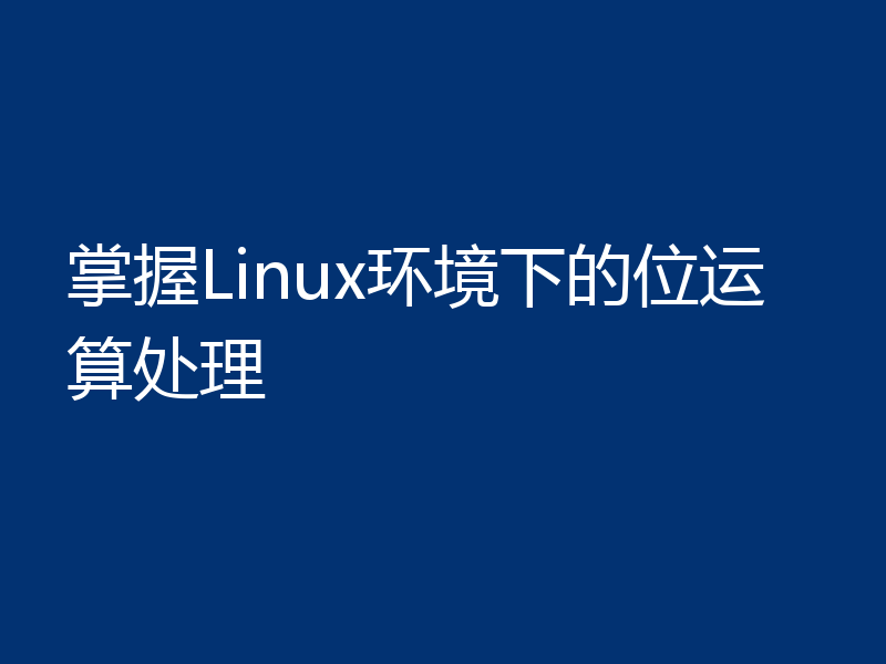 掌握Linux环境下的位运算处理