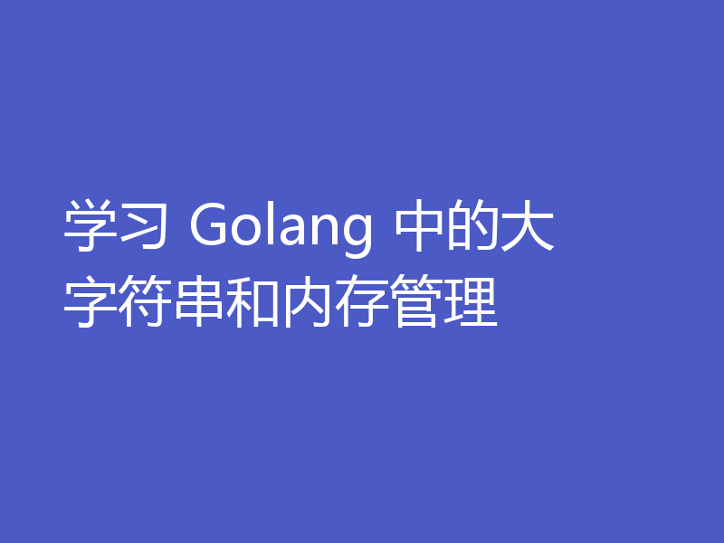 学习 Golang 中的大字符串和内存管理
