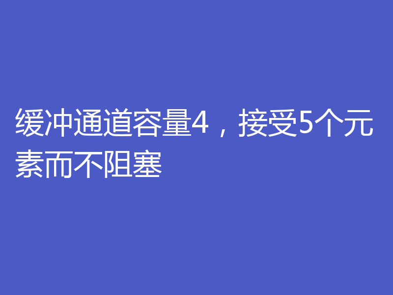 缓冲通道容量4，接受5个元素而不阻塞