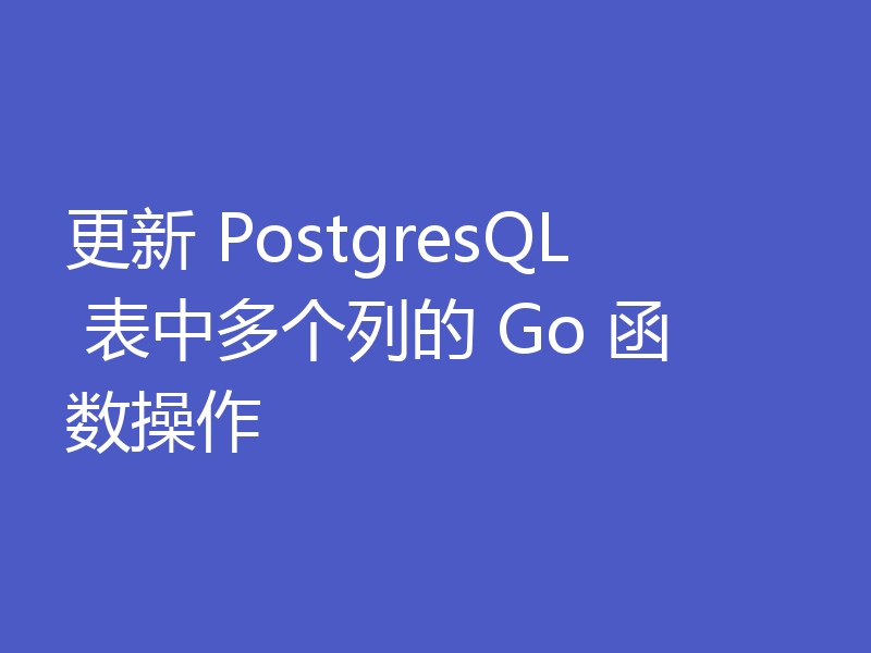 更新 PostgresQL 表中多个列的 Go 函数操作
