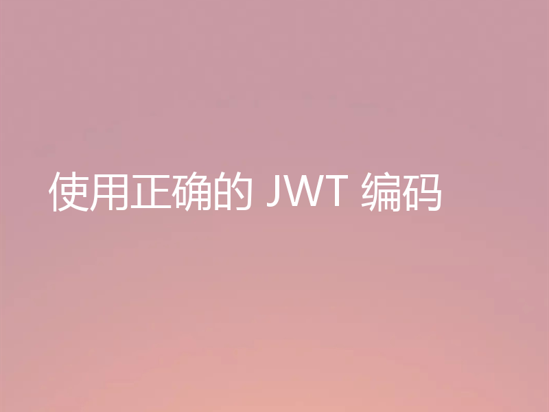 使用正确的 JWT 编码
