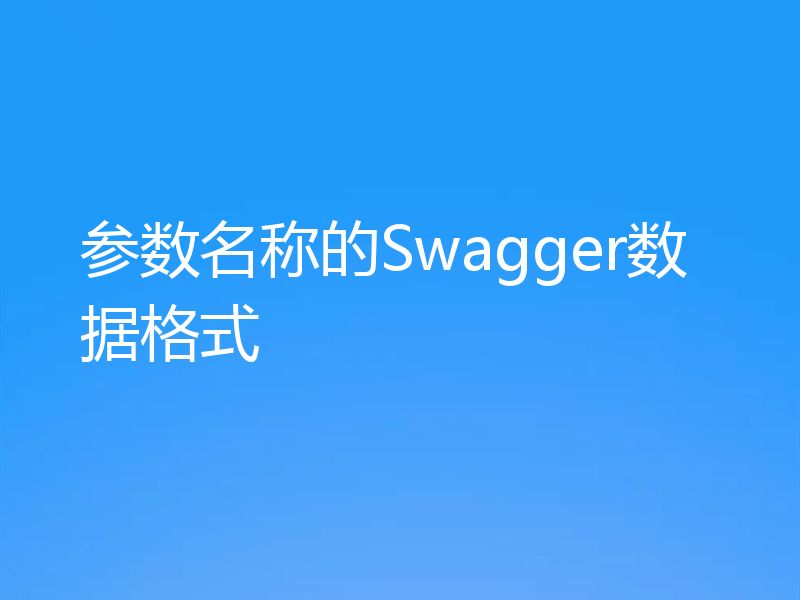 参数名称的Swagger数据格式