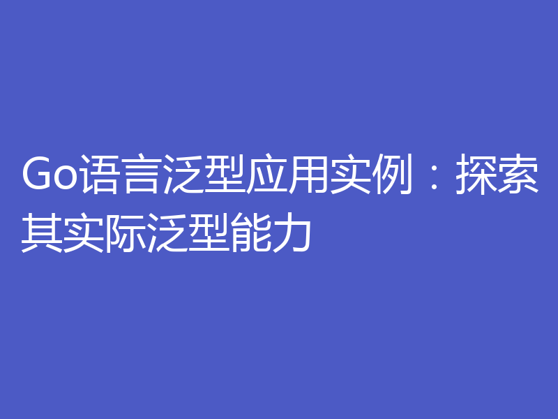Go语言泛型应用实例：探索其实际泛型能力
