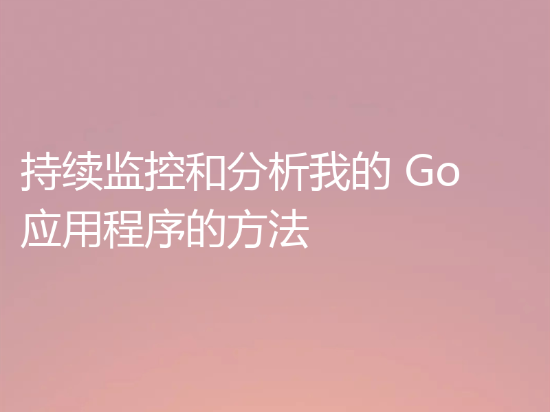 持续监控和分析我的 Go 应用程序的方法