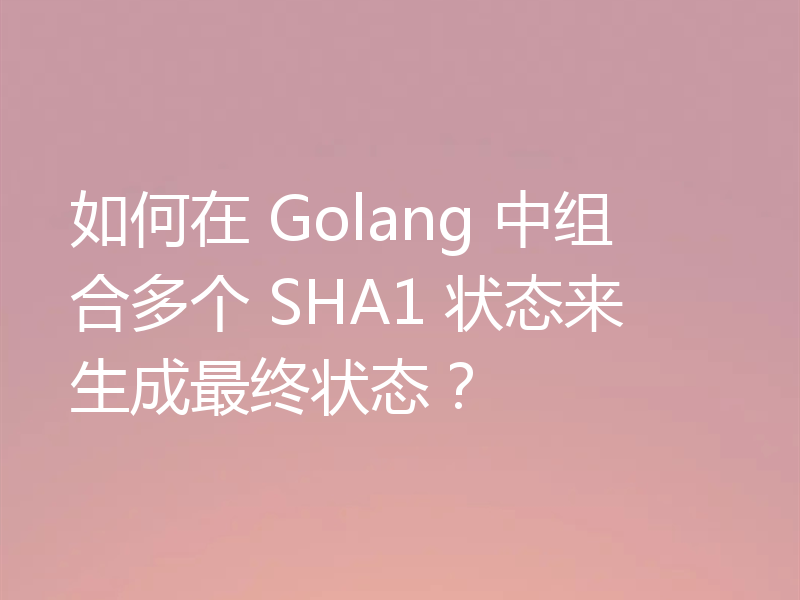 如何在 Golang 中组合多个 SHA1 状态来生成最终状态？