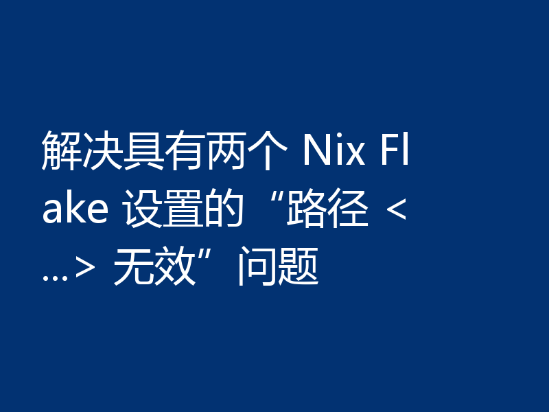 解决具有两个 Nix Flake 设置的“路径 <...> 无效”问题